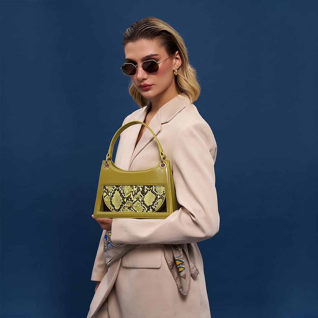 Matmazel Narda Yağ Yeşili Kadın El ve Omuz Çantası