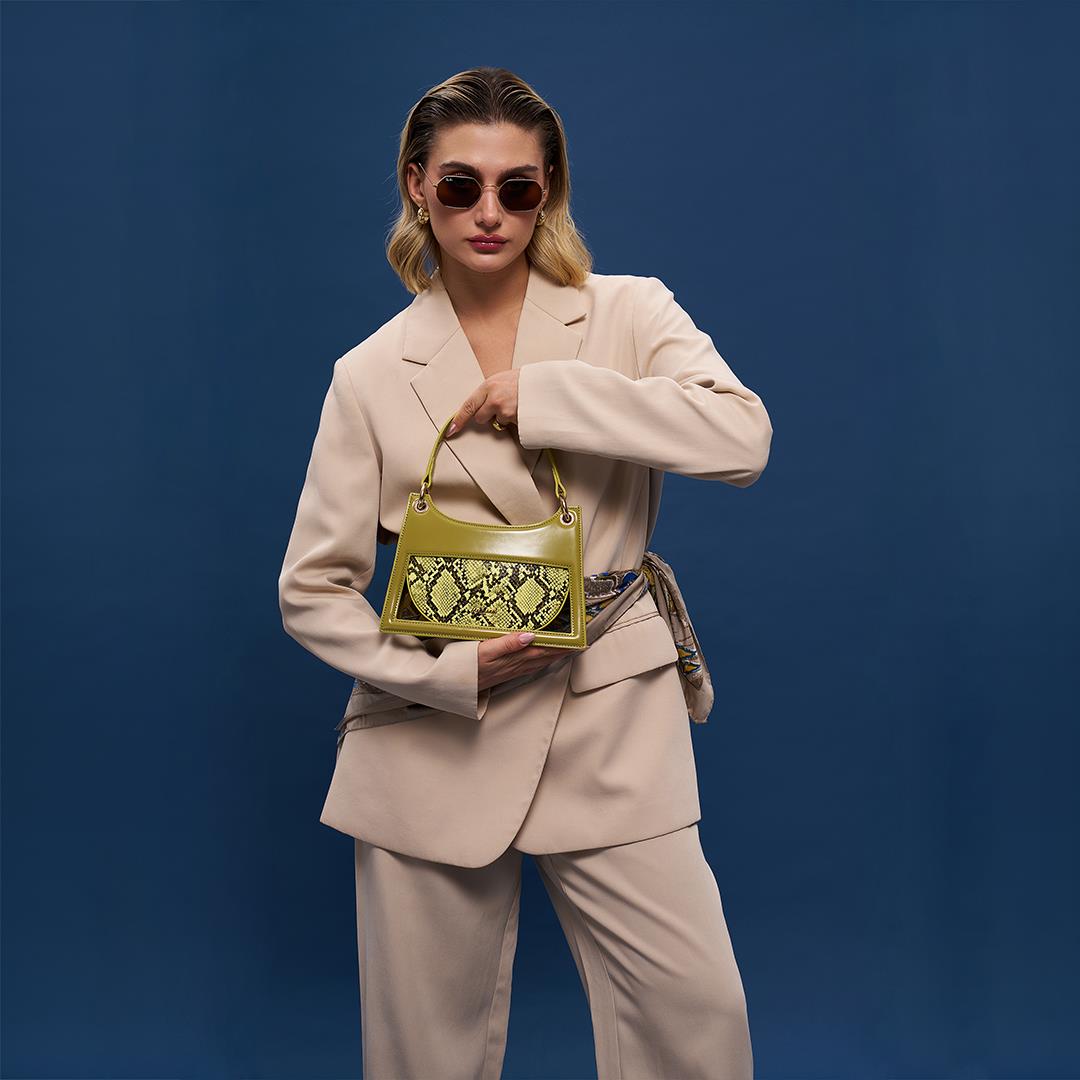 Matmazel Narda Yağ Yeşili Kadın El ve Omuz Çantası