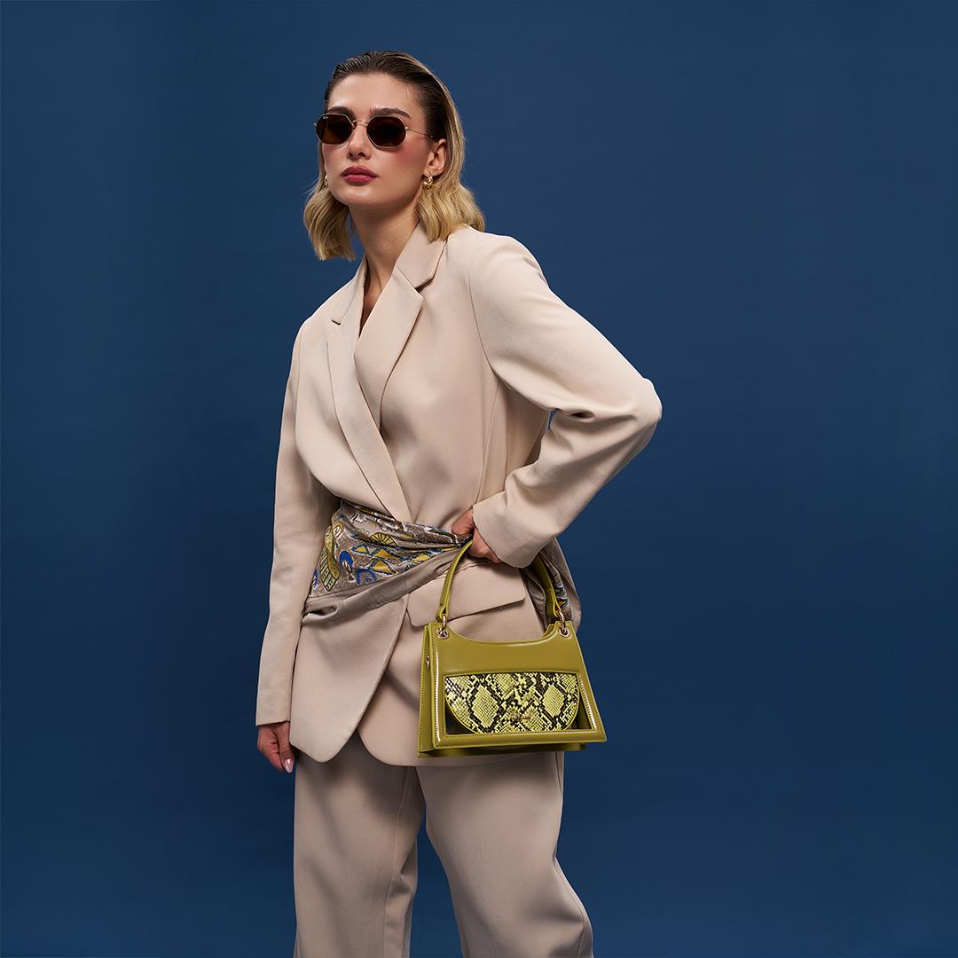 Matmazel Narda Yağ Yeşili Kadın El ve Omuz Çantası