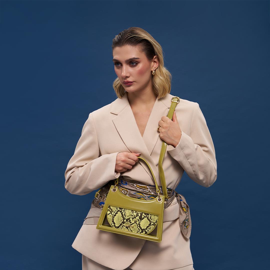 Matmazel Narda Yağ Yeşili Kadın El ve Omuz Çantası