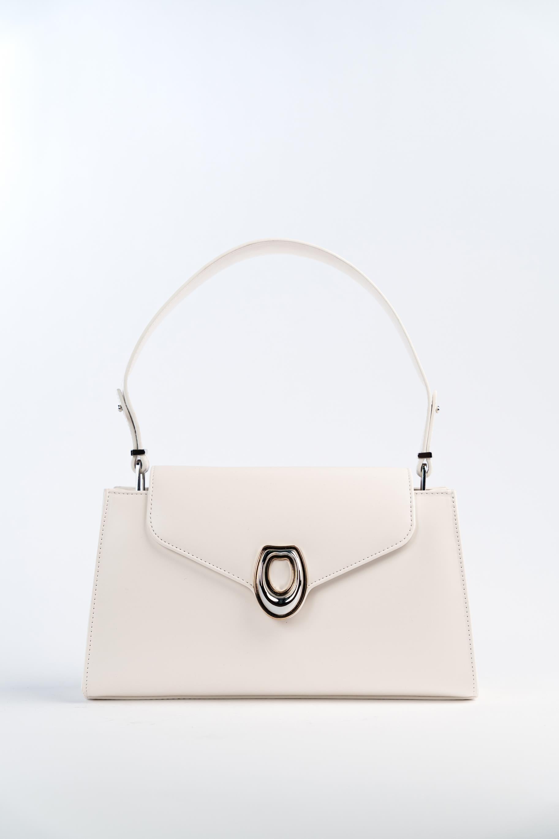 Matmazel Gacrux Buz Beyazı Kadın El ve Omuz Çantası