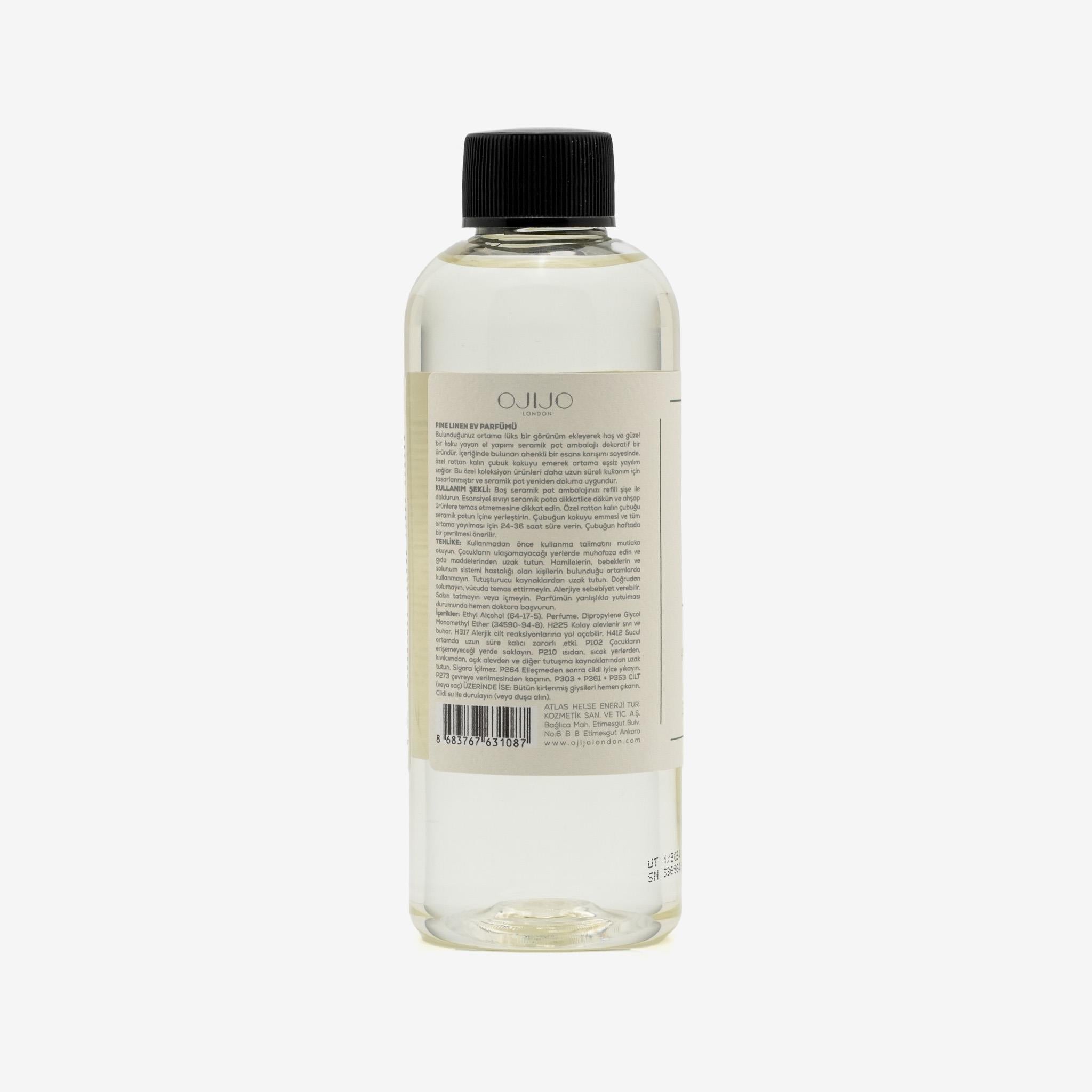 Ojijo London Fine Linen Çubuklu Oda Kokusu Yedek Dolum Şişesi 200 Ml.